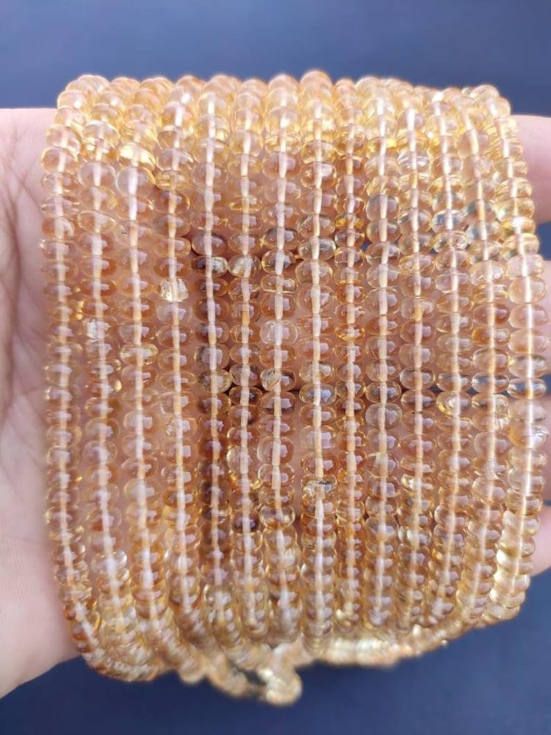Бусины Цитрин круглые граненые 5 мм, нить длиной 33 см камни для ожерелья, браслета, фото №4