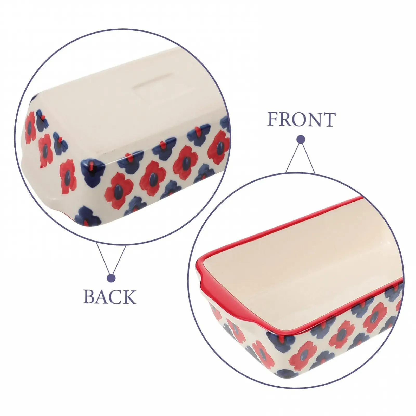 Прямоугольная керамическая форма для запекания с двумя ручками, жаропрочная и устойчивая к царапинам, фото №6