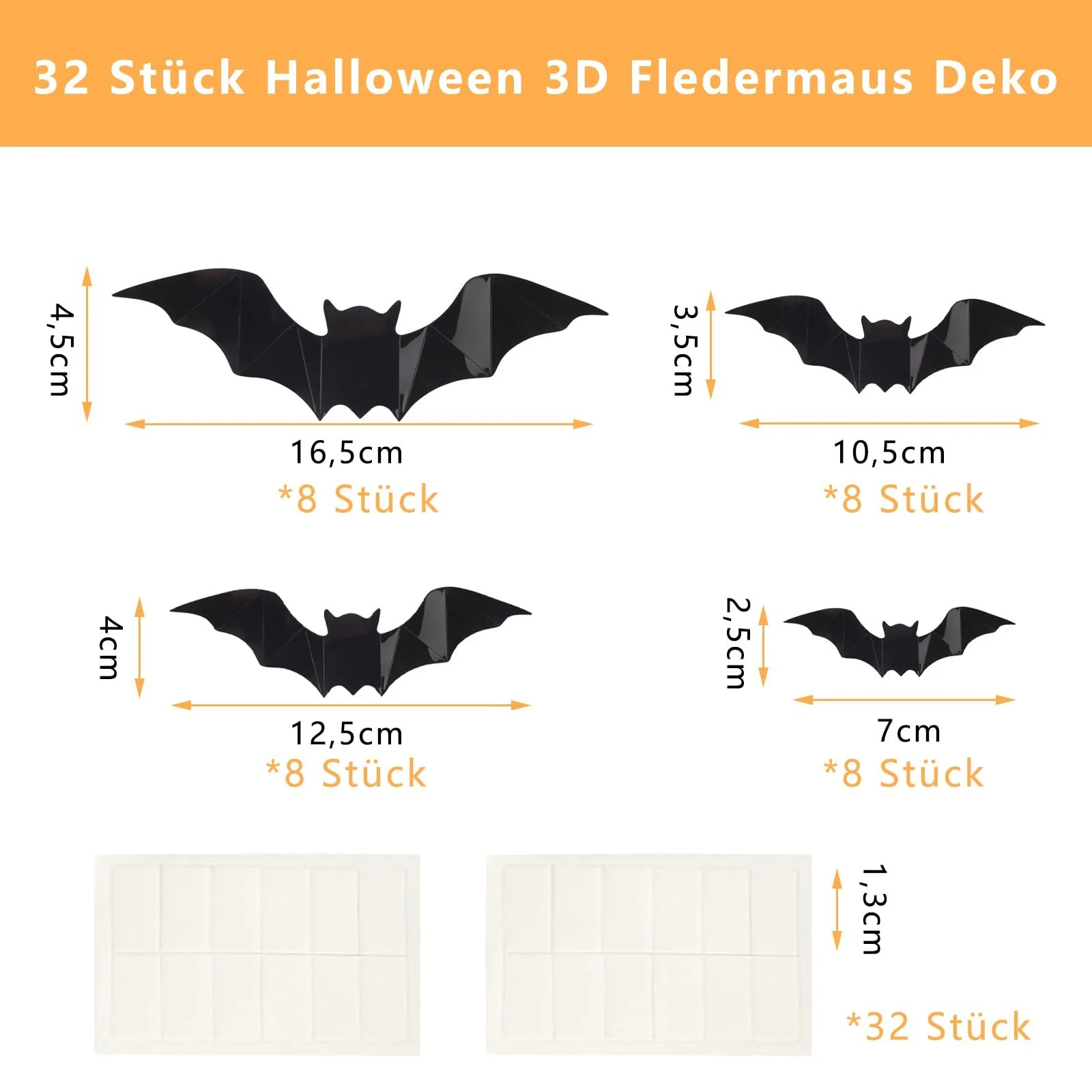 Наклейки на стіну GoldRock Halloween 3D Bat Decoration Водонепроникний ПВХ Чорний 32 шт., фото №2