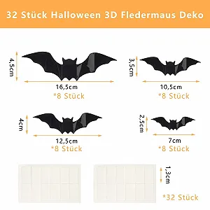 Наклейки на стіну GoldRock Halloween 3D Bat Decoration Водонепроникний ПВХ Чорний 32 шт. synthetic.ua - Фото 1