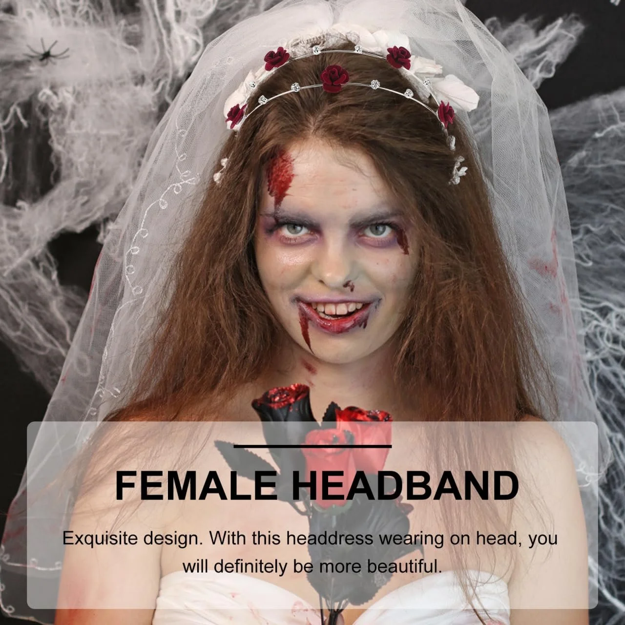 Обруч для волосся подвійний Beaupretty з блискучими стразами, фото №5