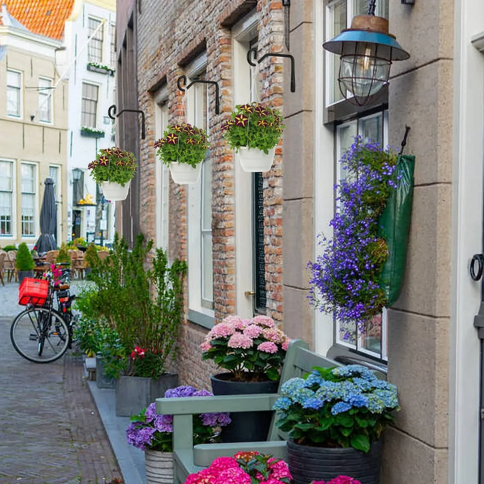 Тримач для рослин Набір з 2 предметів Настінний Металевий Чорний, фото №6 Тримач для рослин Набір з 2 предметів Настінний Металевий Чорний, фото №6