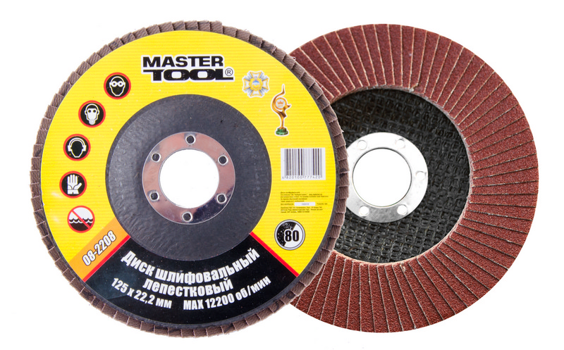 Диск шліфувальний пелюстковий MASTERTOOL Т27 зерно 80 125х22 мм 08-2208, фото №1
