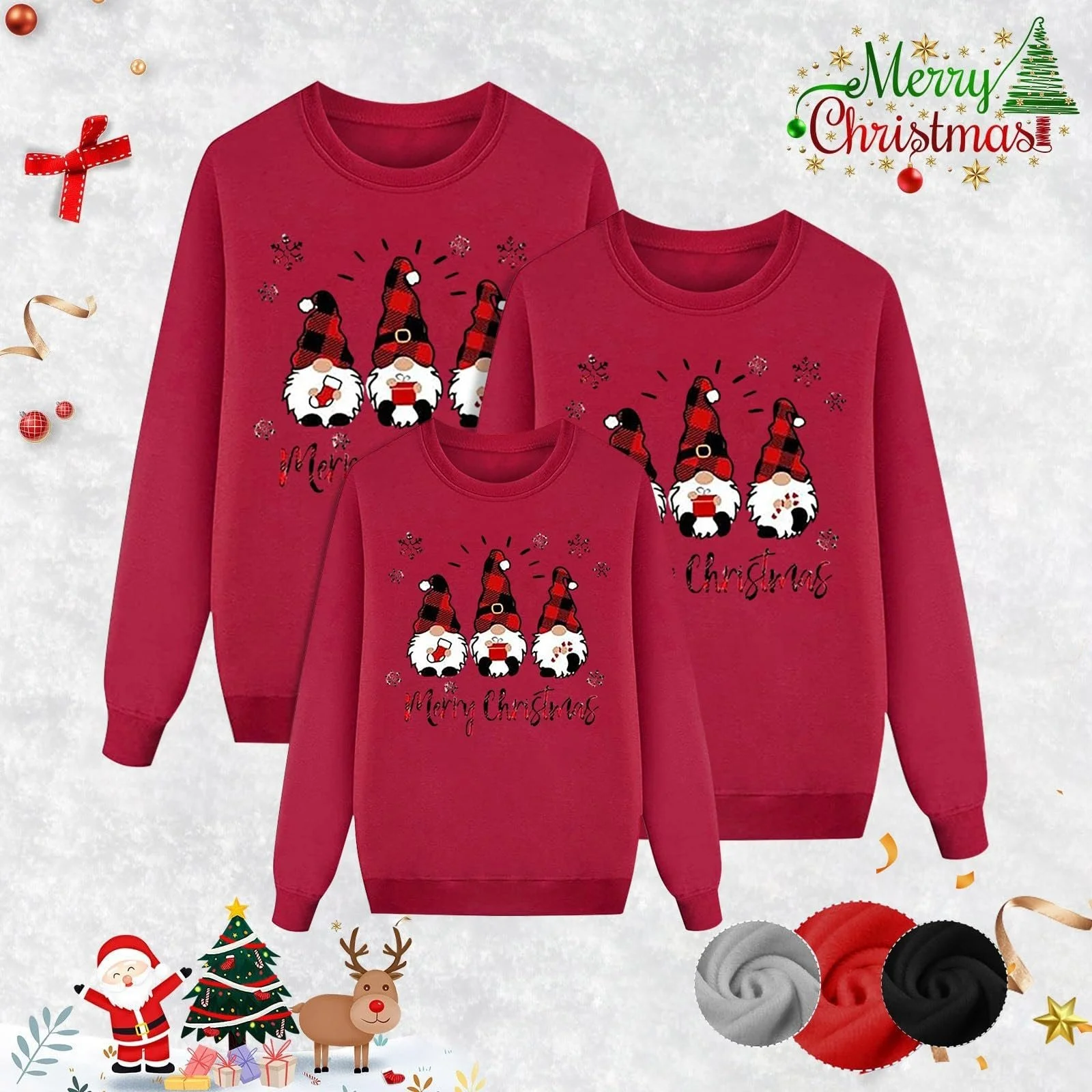 Свитшот Generisch 2025 с рождественским принтом, с длинными рукавами, комплект из трех предметов для семьи, одежда для родителей и детей (папа стиль), фото №4 Свитшот Generisch 2025 с рождественским принтом, с длинными рукавами, комплект из трех предметов для семьи, одежда для родителей и детей (папа стиль), фото №4