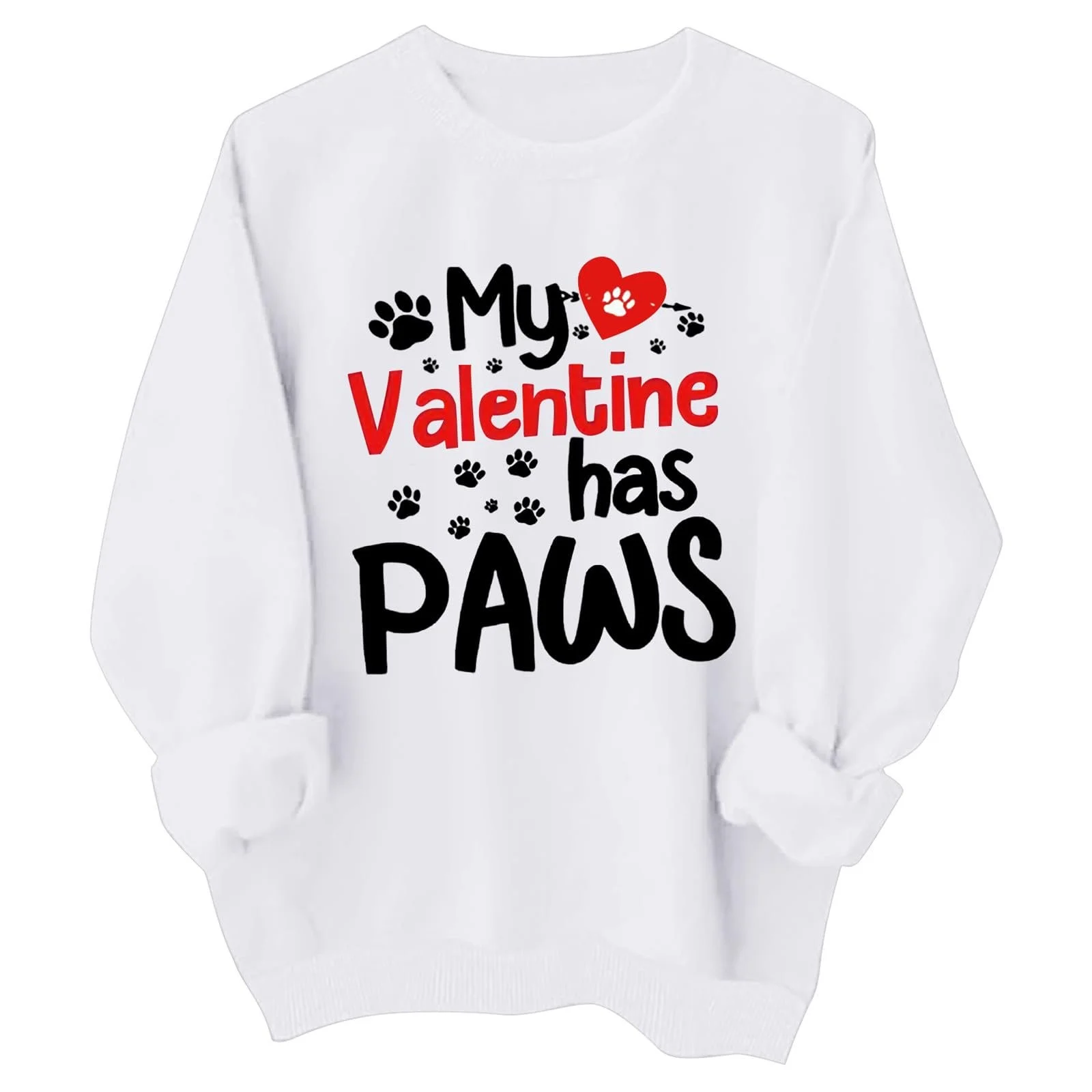 Футболка для девочек на День святого Валентина, Дизайн с сердечками, Милые графические свитшоты, Длинный рукав, Круглый вырез горловины, Праздничные топы (2), фото №1