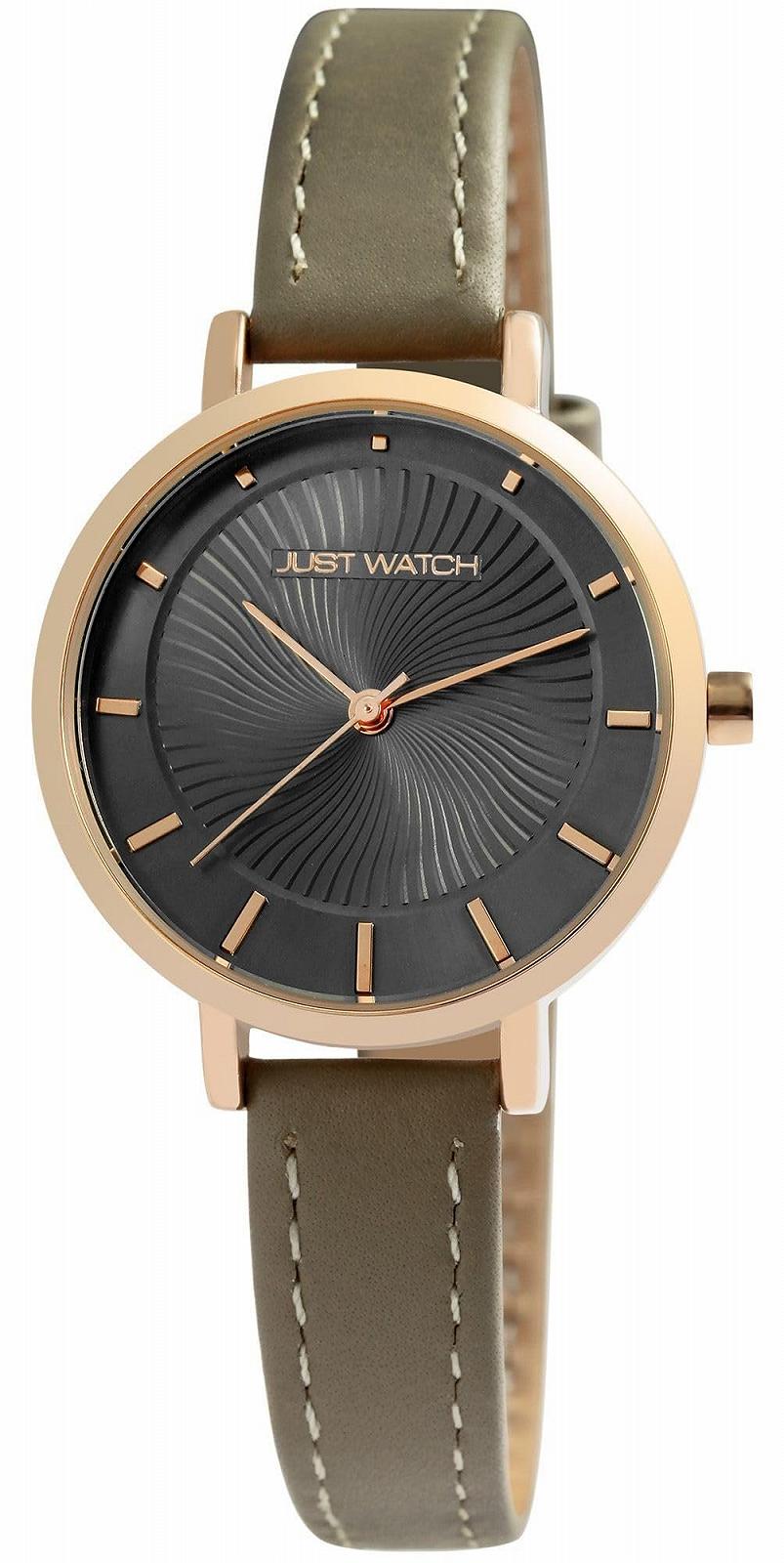 Женские часы Just Watch Ремешок из кожи Черный/Серебряный, фото №1