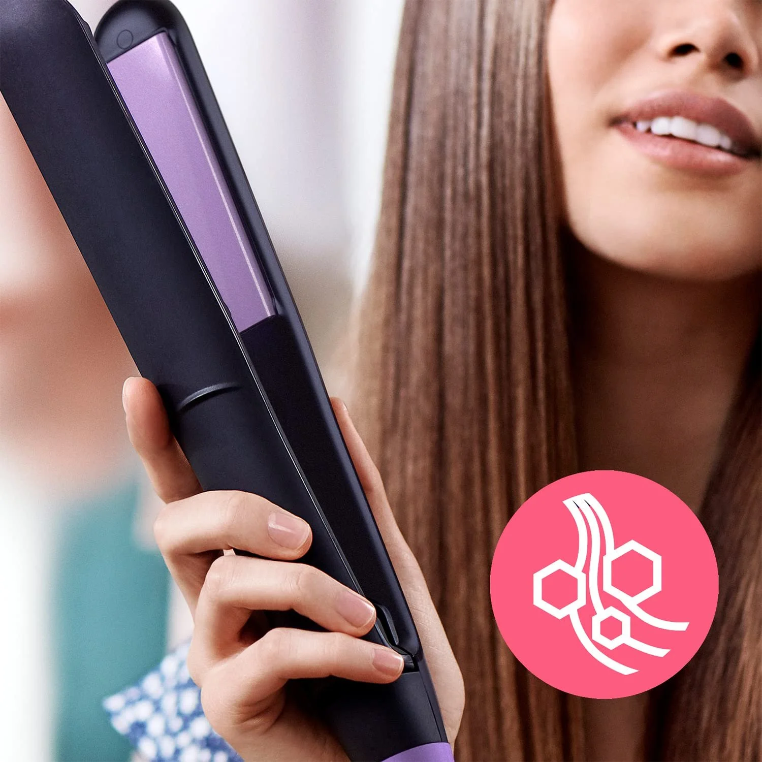 Выпрямитель для волос Philips StraightCare Essential BHS377/00 Черный/Розовый, фото №5 Выпрямитель для волос Philips StraightCare Essential BHS377/00 Черный/Розовый, фото №5