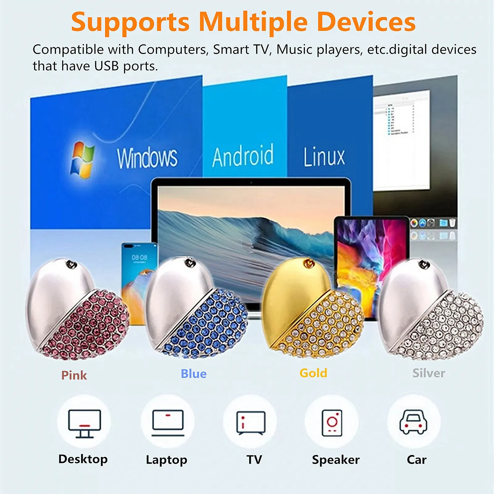 USB-флеш-накопичувач Heart Shape 64GB USB 3.0 Crystal, фото №6