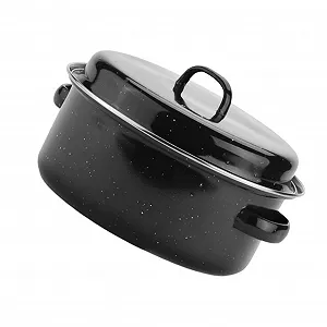 Кастрюля эмалированная с крышкой и двумя ручками, термостойкая - Фото 1