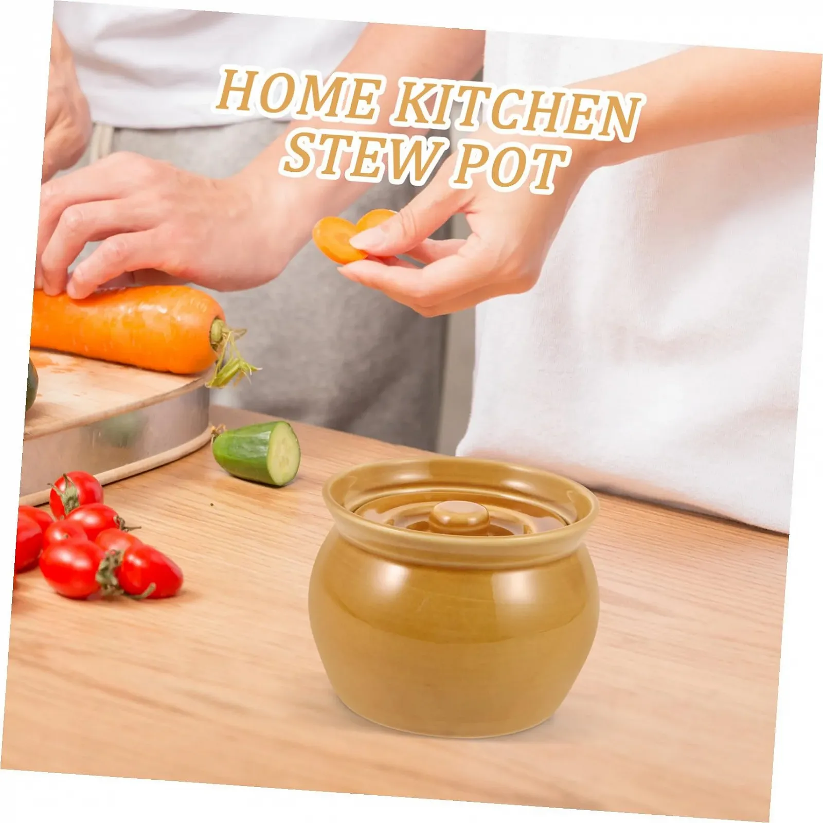 Керамічна каструля-вок Ciieeo з кришкою порцелянова маленька, фото №5