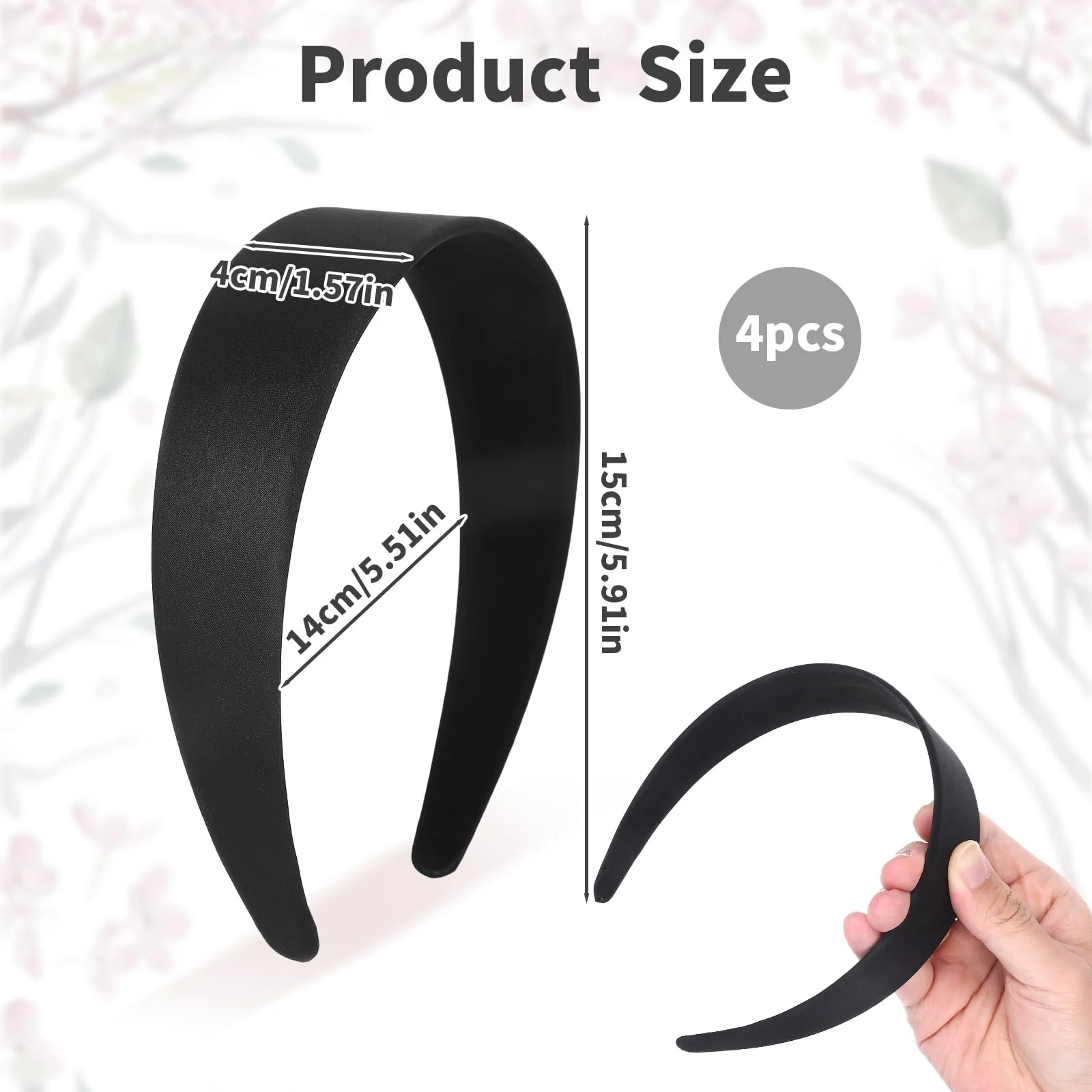 Обруч Набор из 4 штук 4 см Черный, фото №2