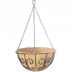 Подвесная корзина Siena Garden Swirl с кокосовой вкладкой 35 см Черный - Фото 1