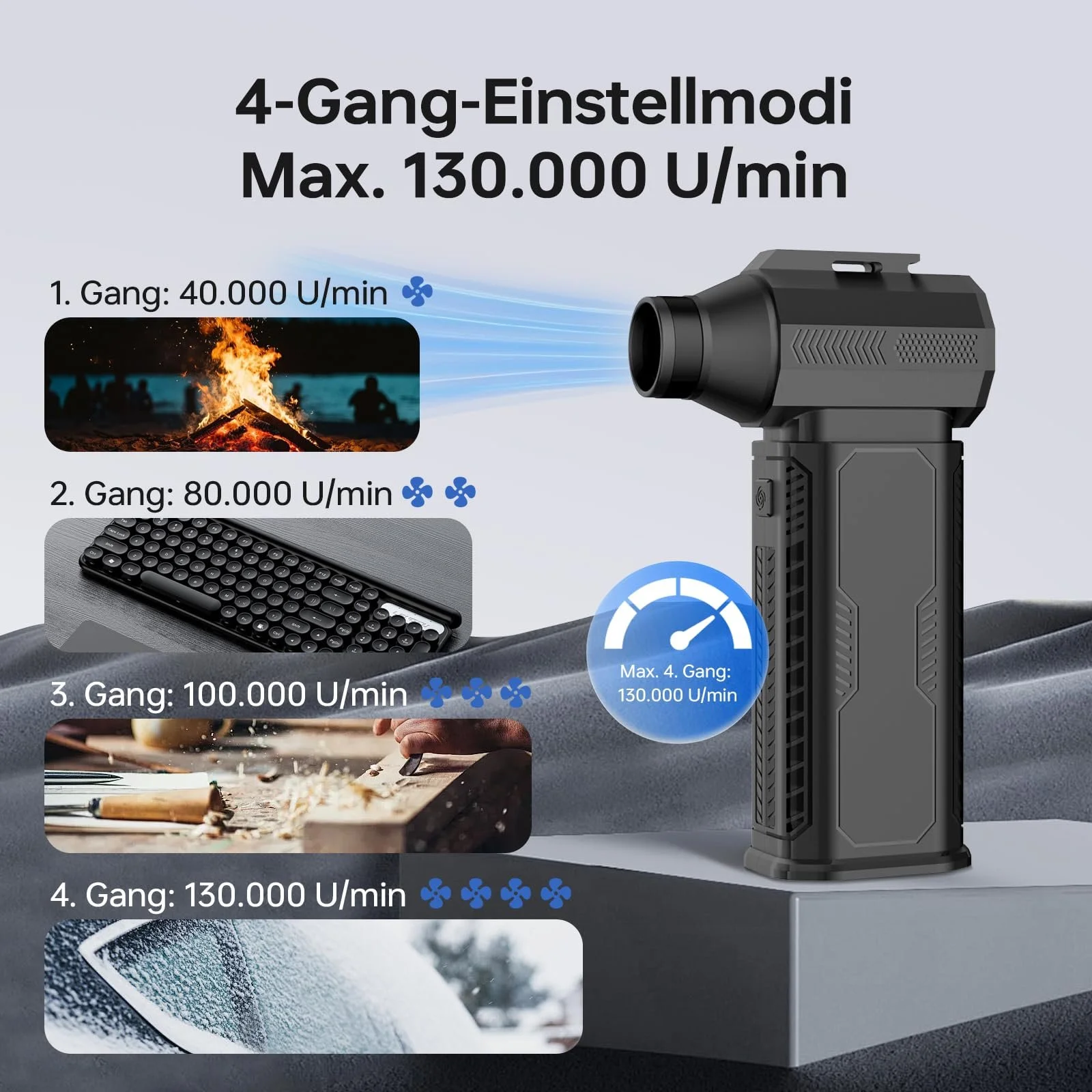 Електричний повітродувка 4-Speed 130,000 RPM Battery Turbo Jet, фото №3 Електричний повітродувка 4-Speed 130,000 RPM Battery Turbo Jet, фото №3