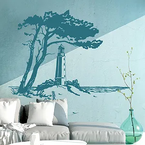 Наклейка на стіну ilka parey wandtattoo-welt Baltic Sea Hiddensee with Lighthouse M1929 XXXL 200x153 см Black synthetic.ua - Фото 1