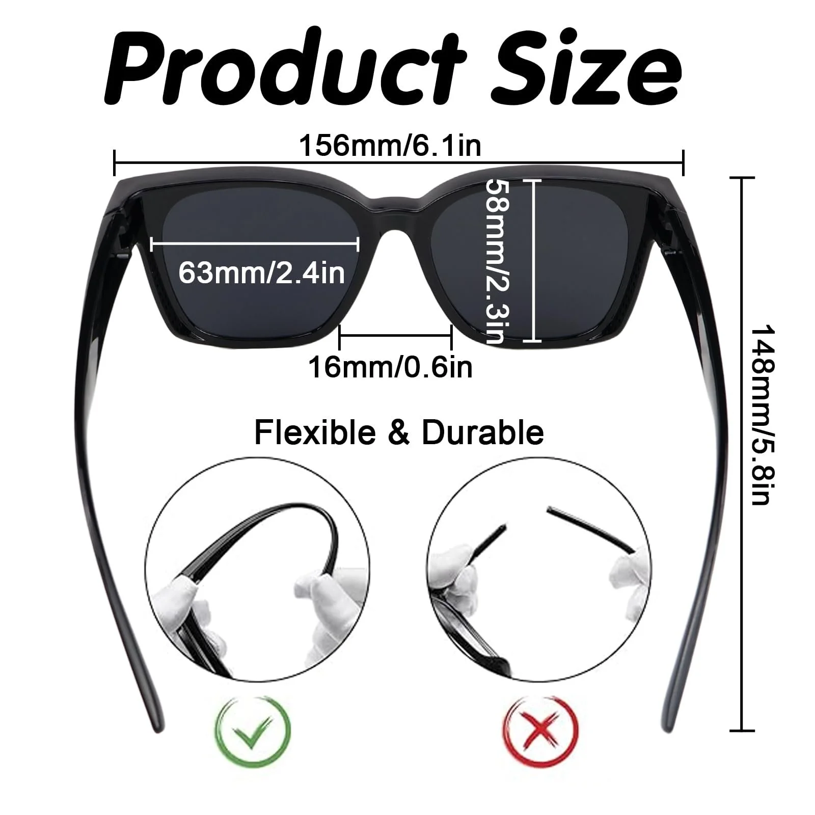 Накладні сонцезахисні окуляри поляризовані, захист UV400, чорні, фото №2 Накладні сонцезахисні окуляри поляризовані, захист UV400, чорні, фото №2