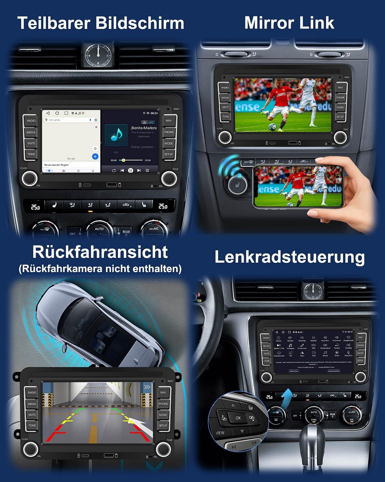 Автомагнитола Ledio для VW Golf 5 6 T5 Polo 6r Caddy Passat Touran Seat с экраном, WLAN FM/AM Dab Radio, Apple Carplay Android Car Mirrorlink 2Din 7 дюймов Android 14 GPS, фото №6