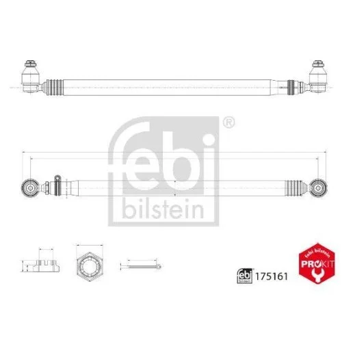 Рульова тяга FEBI BILSTEIN ProKit 175161 для MERCEDES-BENZ EVOBUS задня вісь, фото №3 Рульова тяга FEBI BILSTEIN ProKit 175161 для MERCEDES-BENZ EVOBUS задня вісь, фото №3