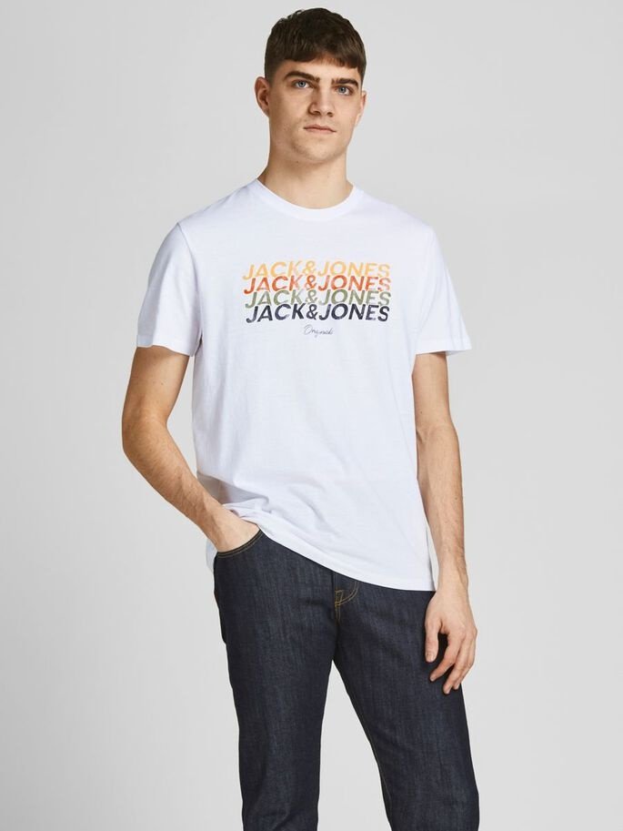 Футболка JORBRADY TEE SS CREW NECK SN 12205503-Bright -Fit:STD/SOLID Jack&Jones Білий S, фото №1