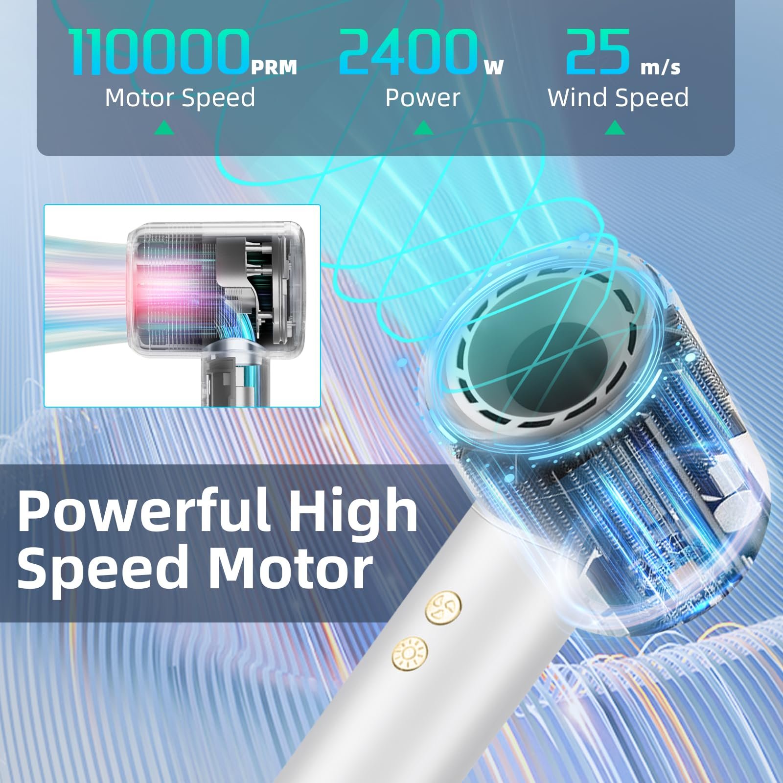 Фен HyAdierTech 2400 Вт с диффузором, фото №2