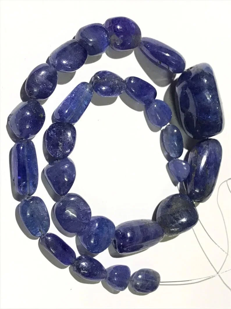 Бусины Танзанит Наггетсы Гладкие 9 x 11 - 12 x 18 мм, нить длиной 35.5 см бусины из драгоценных камней для ожерелья, браслета, фото №2