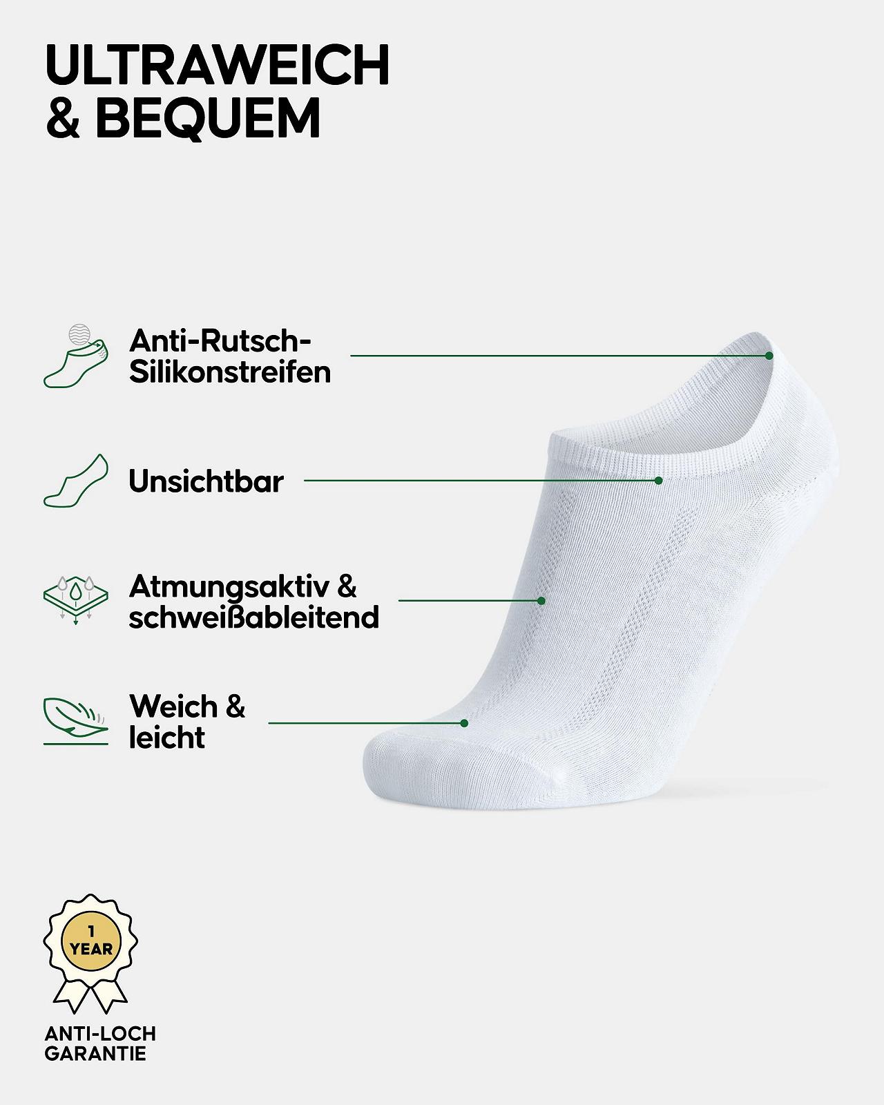 Носки DANISH ENDURANCE Бамбуковые, Невидимые, Спортивные, Короткие, Бамбуковые носки-следки, Антискользящие, Унисекс, для Мужчин и Женщин, фото №2