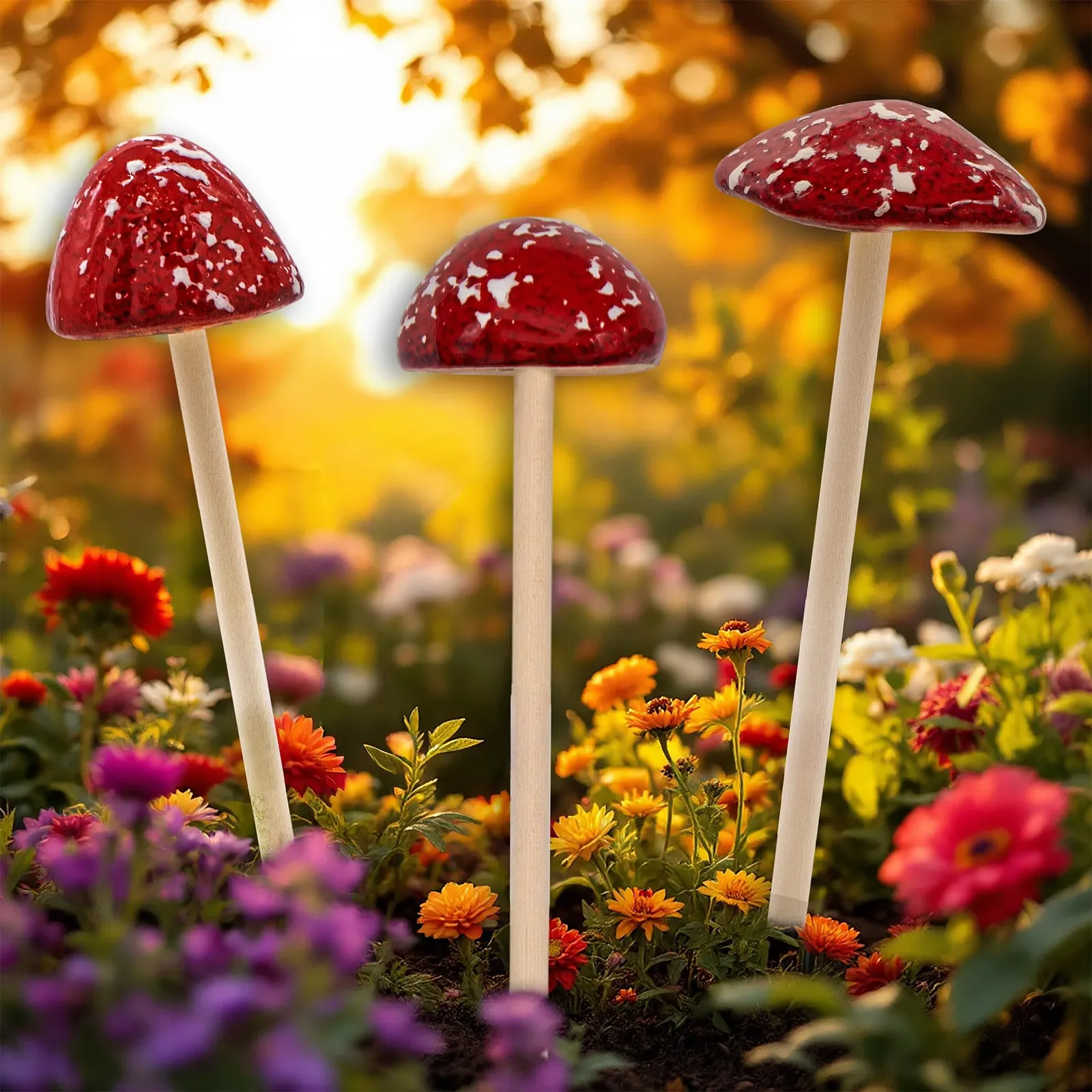 Садовый колышек Декоративный гриб из керамики 24 x 6 см Набор из 3 штук, фото №6 Садовый колышек Декоративный гриб из керамики 24 x 6 см Набор из 3 штук, фото №6
