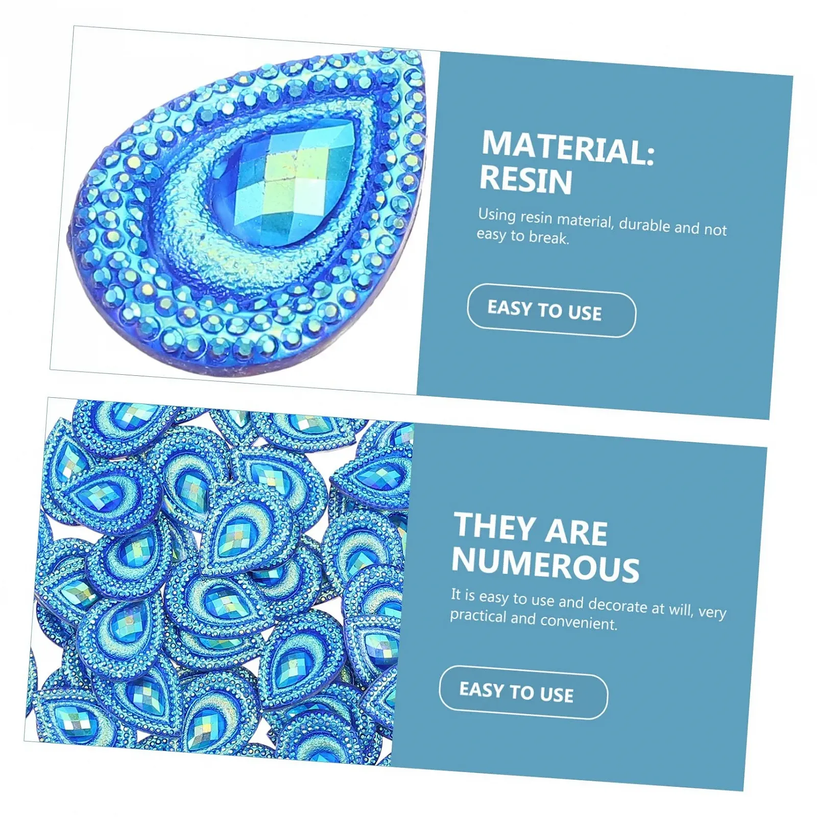 Набор аппликаций со стразами из павлина из эпоксидной смолы с каплями воды для аксессуаров ручной работы для волос/одежды/обуви, 3 шт., фото №9