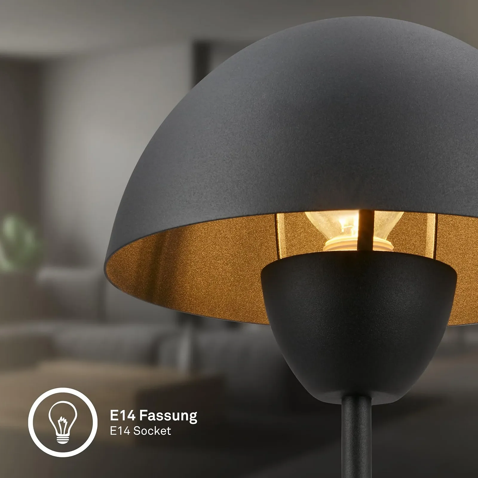 Настольная лампа BRILONER E14 с выключателем на кабеле 20 x 31 см Черная, фото №6