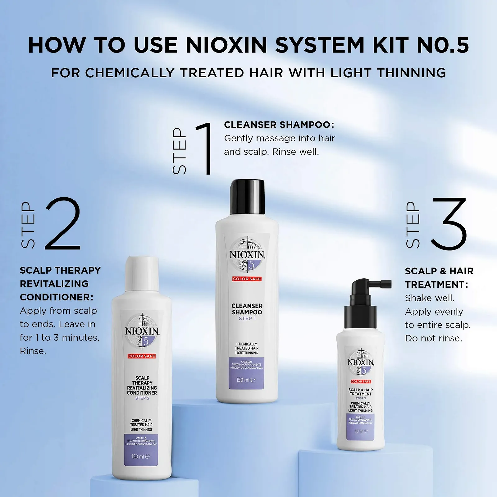 Система Nioxin 3-Piece System 5 для хімічно обробленого волосся з легким витонченням Лікування для потовщення волосся, фото №3