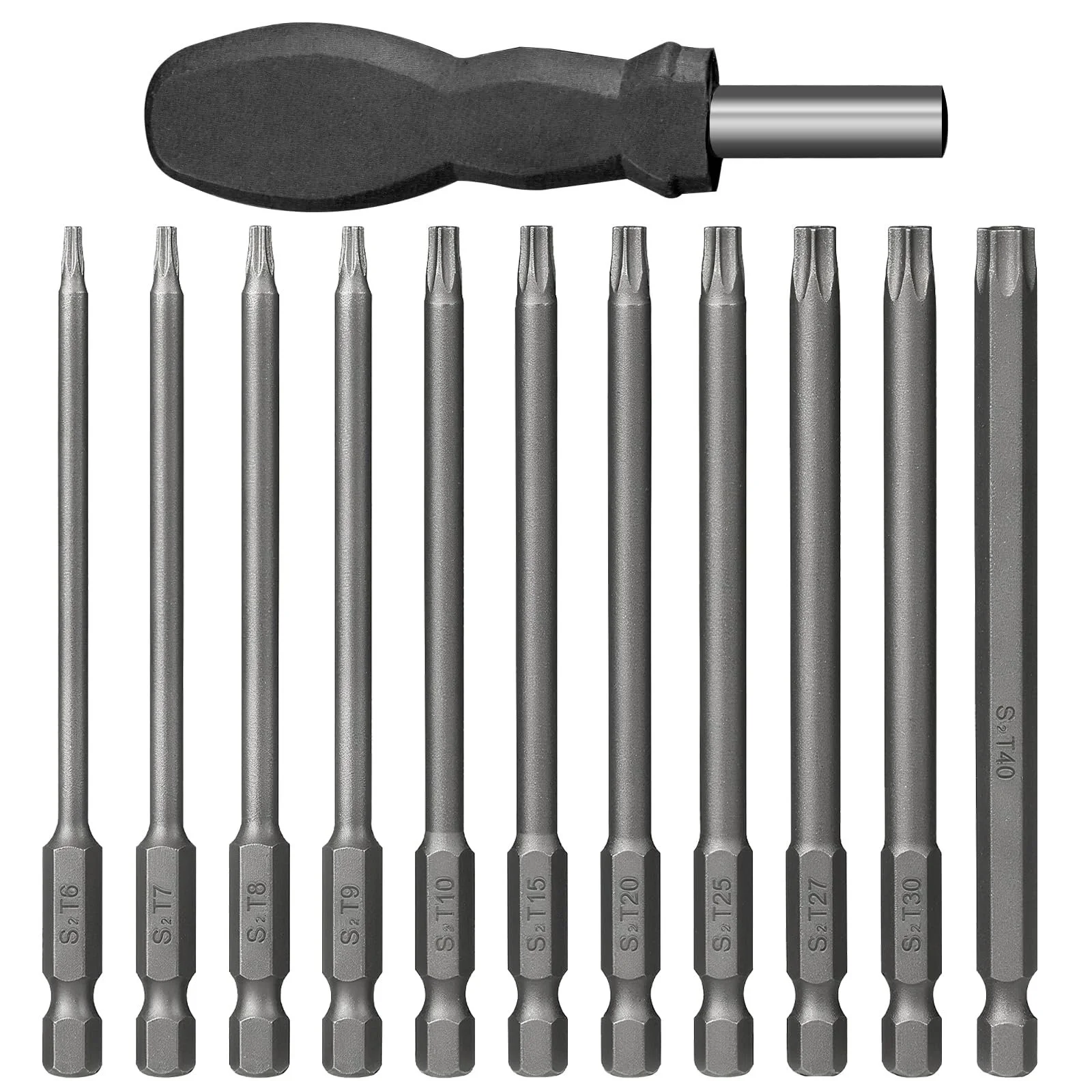 Набір викруток Torx T6-T40 12 одиниць 100 мм S2 сталь, фото №1