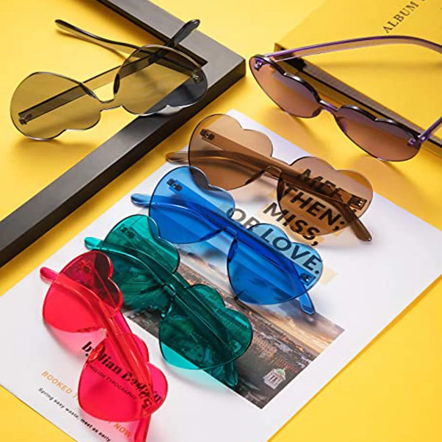 Сонцезахисні окуляри LYSAIMG Без оправи у формі серця, елегантні, кольорові, фото №1