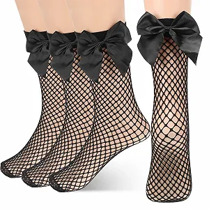 Носки Geyoga Сетка с бантиком, 2 пары, Черный, One size - Фото 1