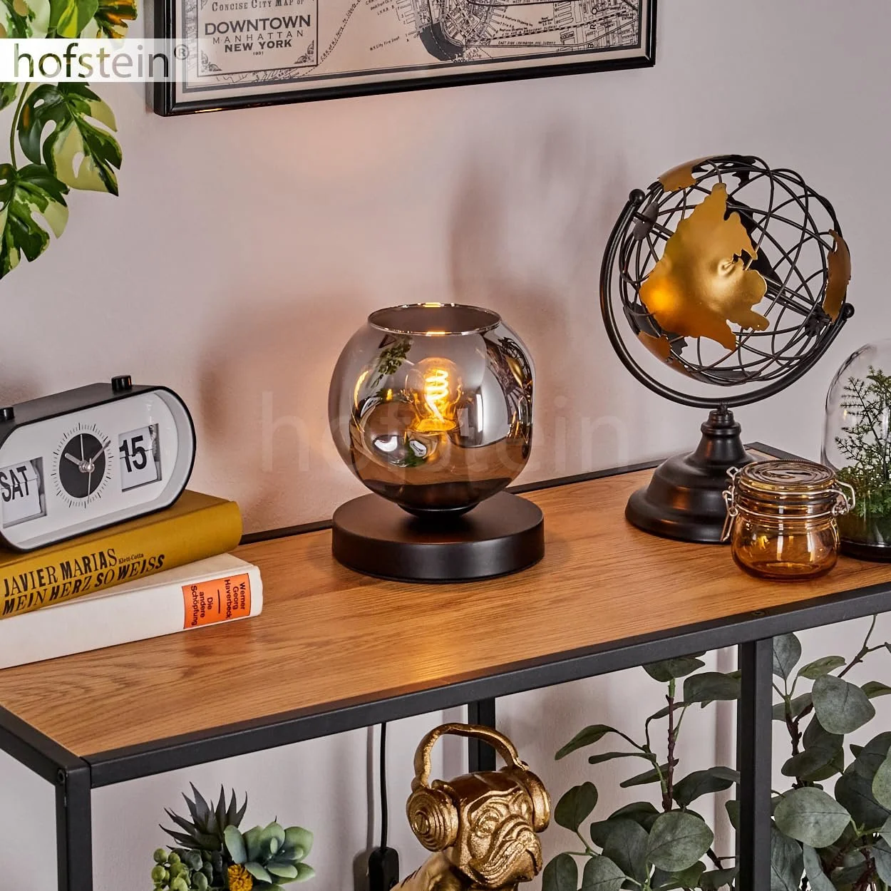 Настільна лампа Ripoll Метал/Скло 15 см E27 Чорний/Димчастий, фото №8