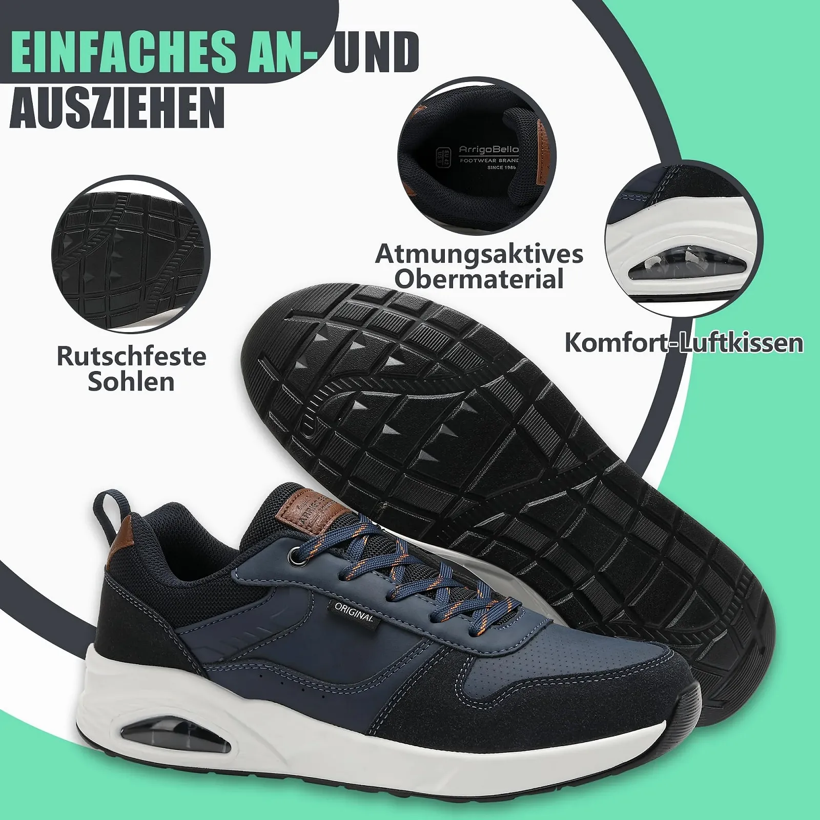 Кроссовки TARELO Мужские Кроссовки Воздушная Подушка Спортивная обувь для отдыха Дышащие Спортивные Легкие Теннисные Кроссовки, фото №2