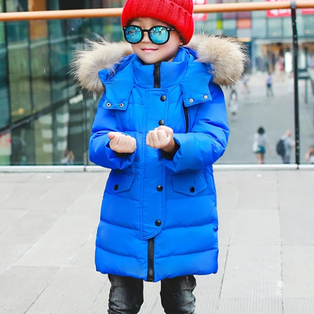 Пуховик Acuryx Дитячий для дівчаток і хлопчиків з капюшоном зі штучного хутра, фото №2