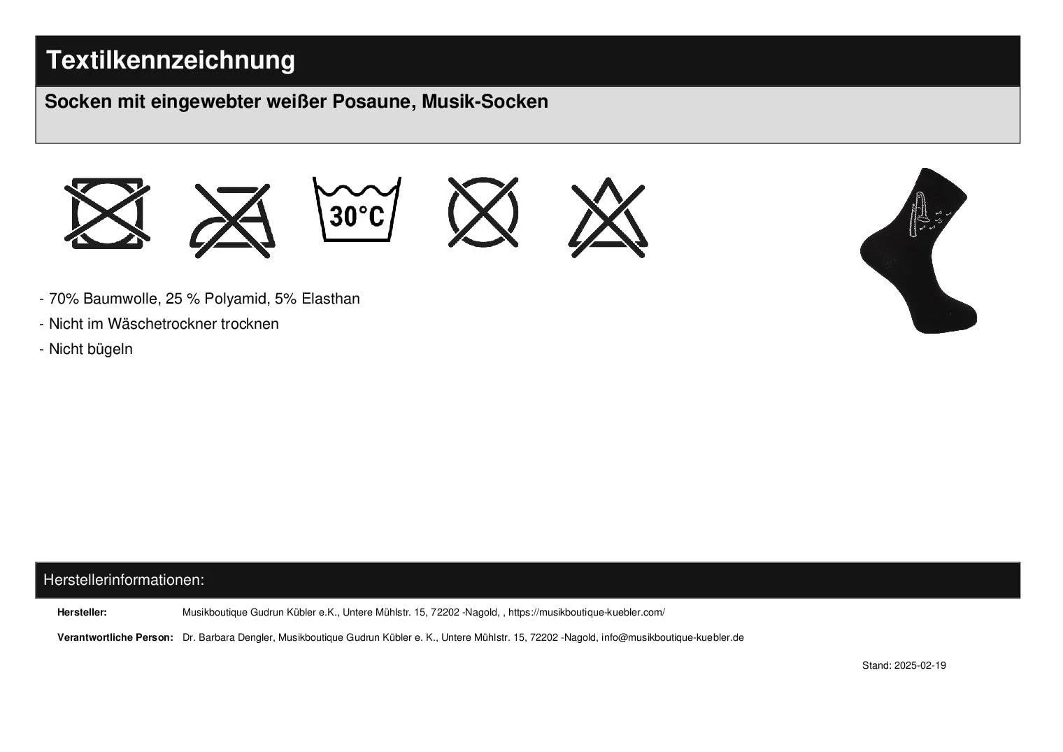 Шкарпетки Тромбон Музика Ткані Чорно-біле видання Пара, фото №3