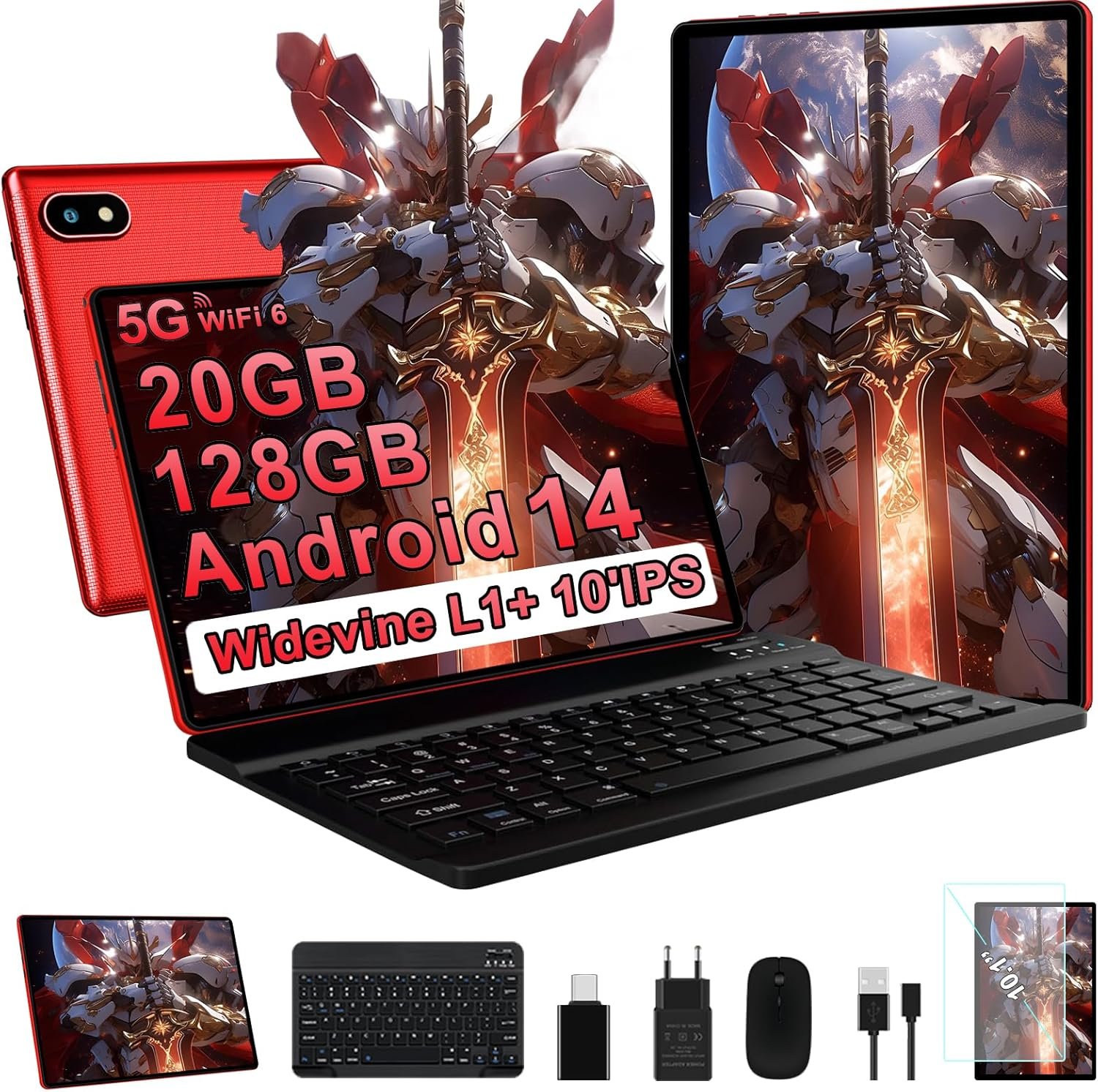 Планшет 10.1" UJJ U6 6+14/128Gb 8 ядер  Android 14 6000 mAh Червоний, фото №1