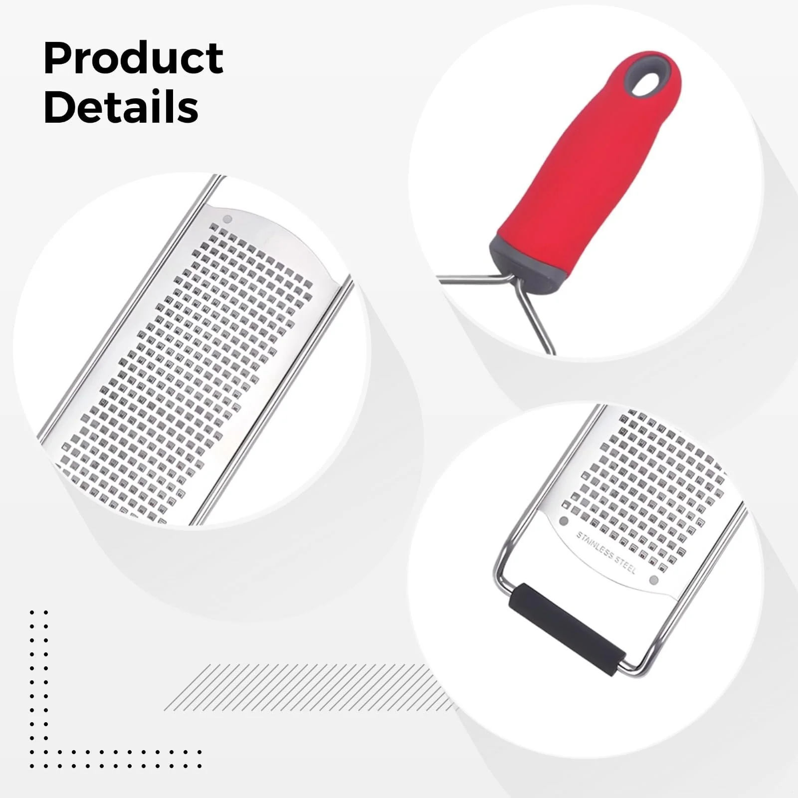 Кухонна терка з нержавіючої сталі (2 шт.) для твердого сиру, цитрусових, часнику 31 см, фото №5 Кухонна терка з нержавіючої сталі (2 шт.) для твердого сиру, цитрусових, часнику 31 см, фото №5