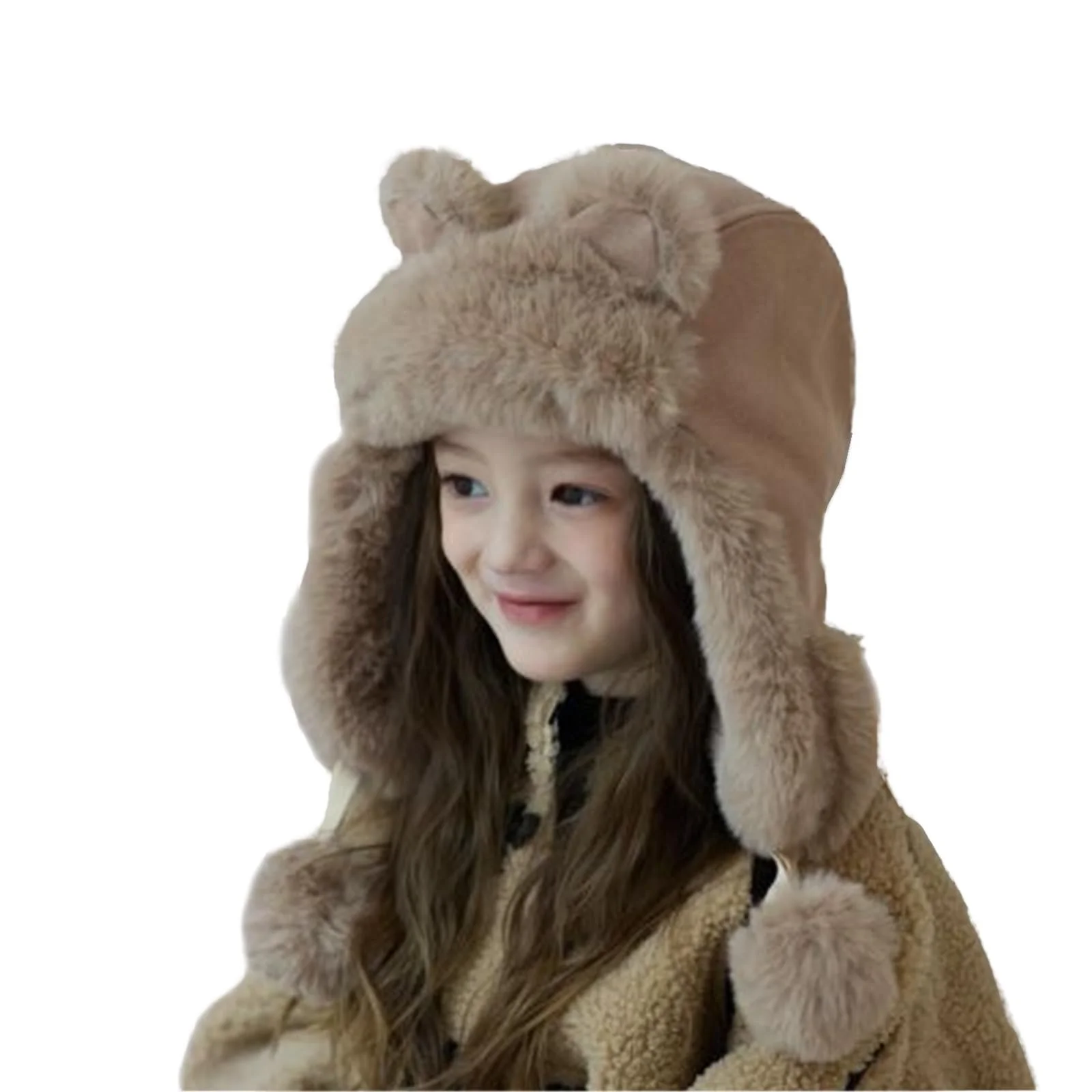 Шапка с меховым помпоном RUIXIA Детская зимняя, фото №3