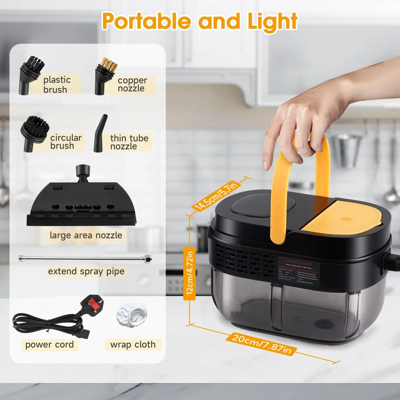 Ручний пароочисник 2500W 1100 мл з цифровим дисплеєм, фото №4