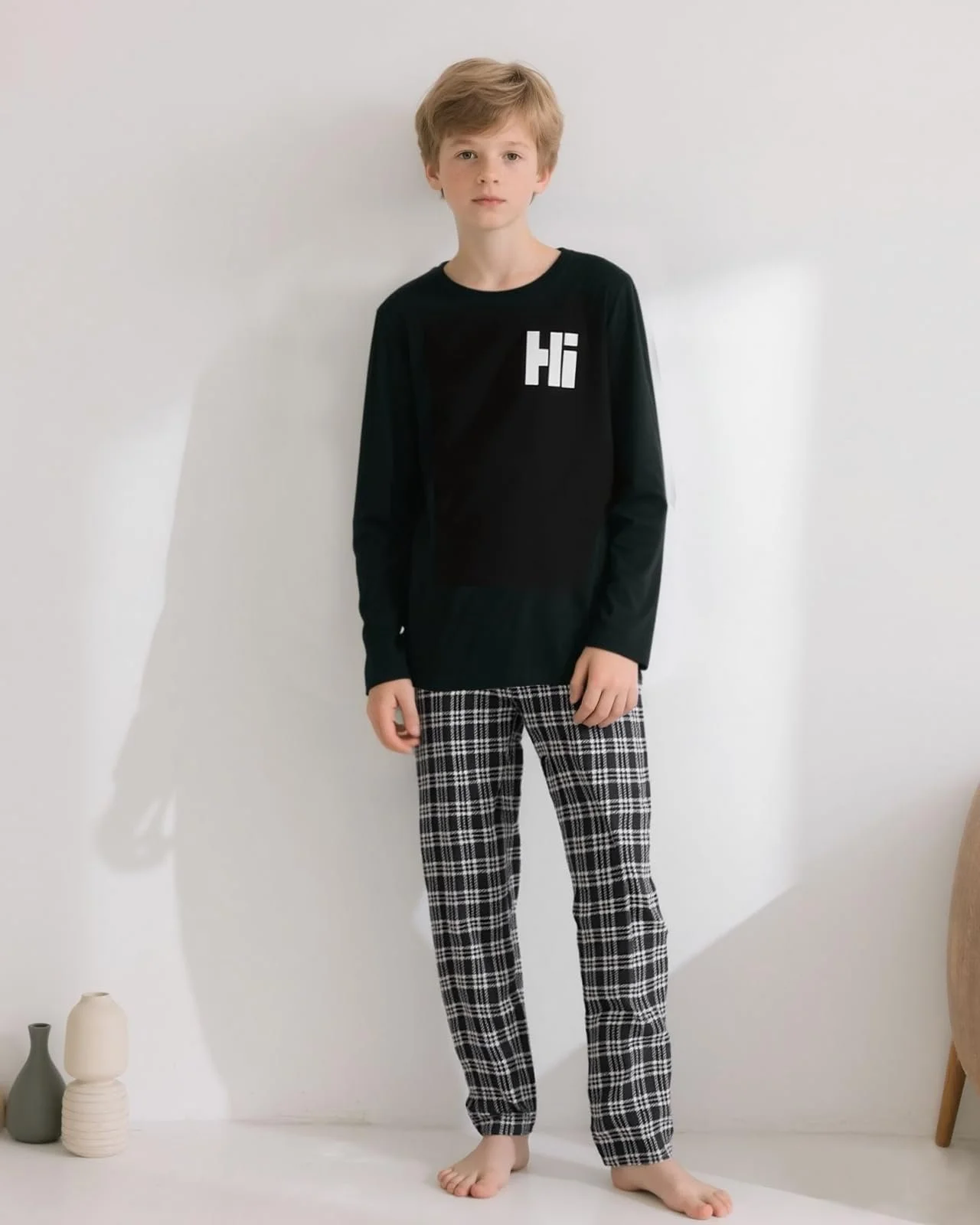 Піжама Xumplo для хлопчиків з довгими рукавами, картата, фото №4