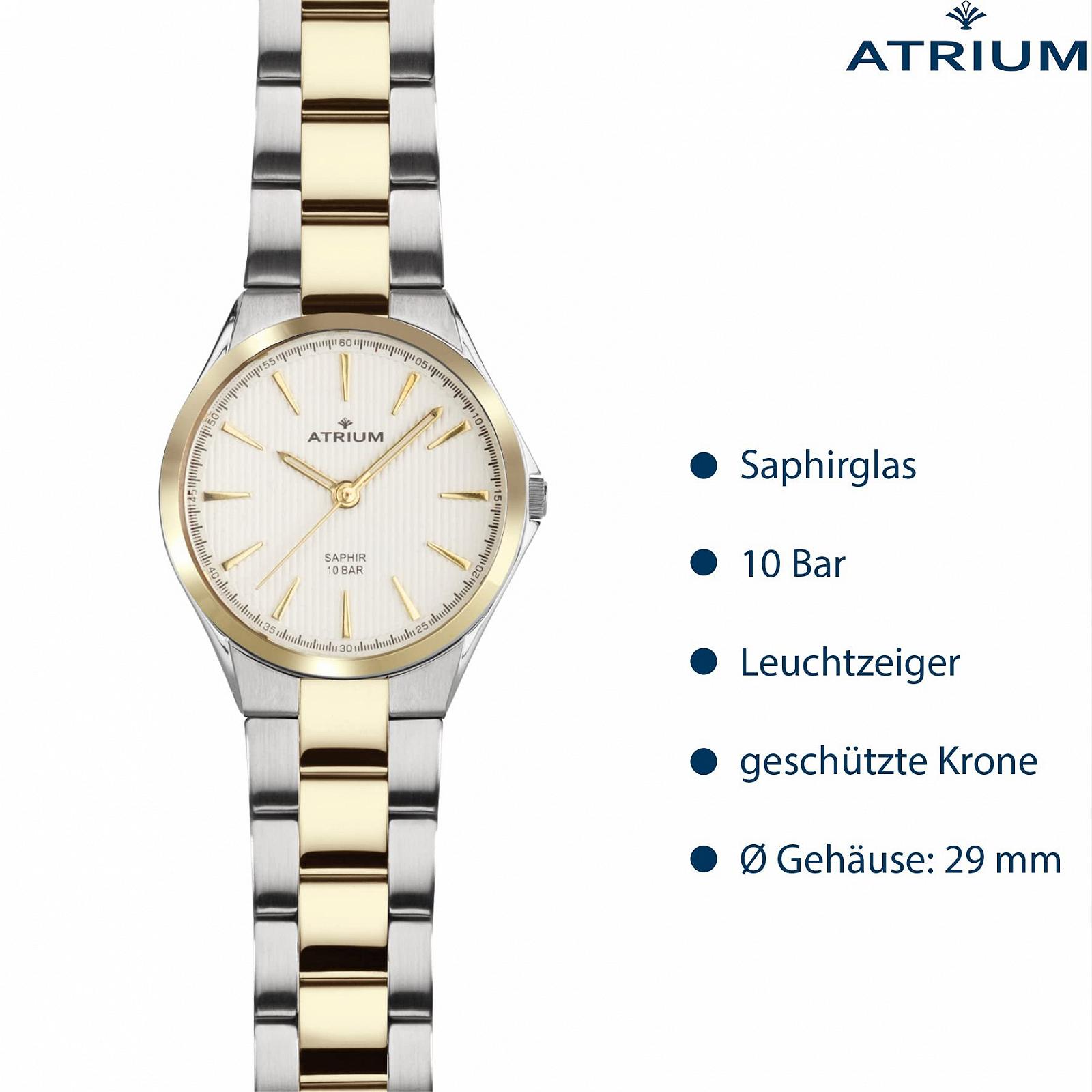 Женские часы Atrium A34-40 Аналоговые Кварцевые Сталь Сапфировое Стекло Серебряный Золотой Биколор, фото №3