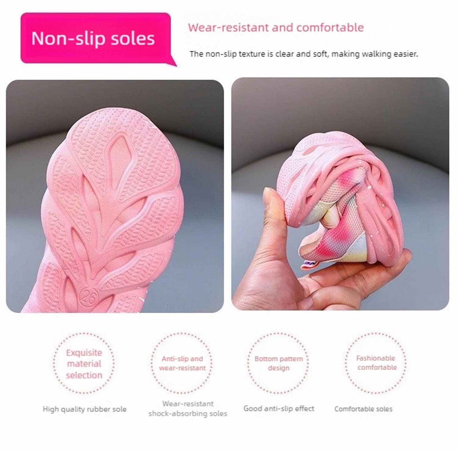 Детские светящиеся кроссовки Elsa для девочек, кроссовки с подсветкой и застежкой-липучкой, легкие нескользящие кроссовки, розово-фиолетовые кроссовки для девочек для весны, лета и осени, фото №7