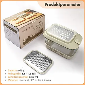 Терка для сиру з скляним контейнером і кришкою synthetic.ua - Фото 1