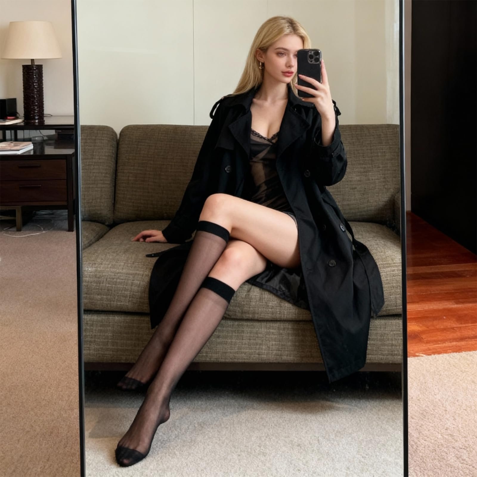 Шкарпетки до колін Нейлонові Прозорі 20D, 6 пар, фото №6