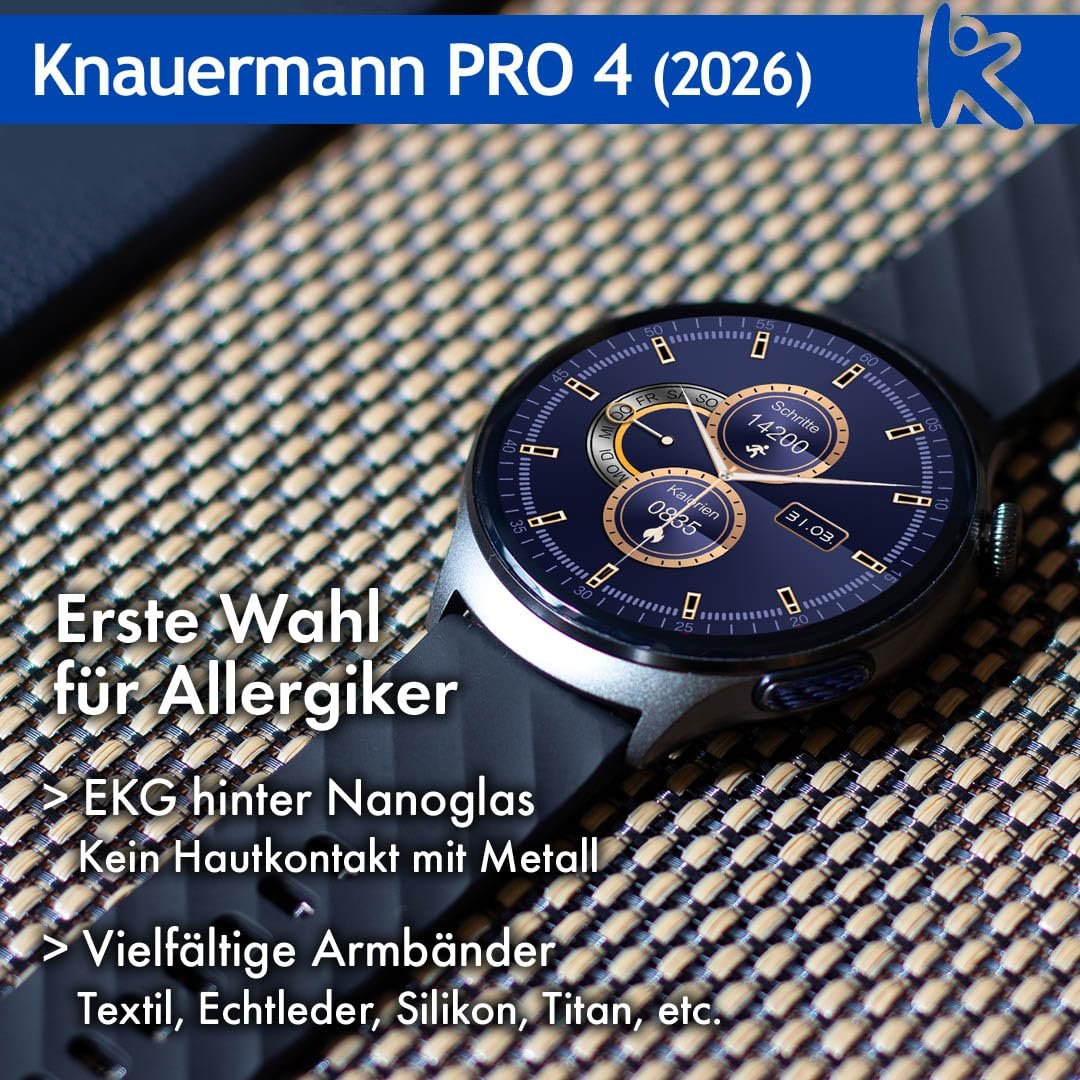 Смарт-часы Knauermann PRO 4 ECG Health Watch с функцией телефона, серебристый корпус, черный силиконовый ремешок, фото №11