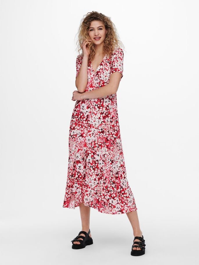 Сукня ONLENOLA S/S MIDI DRESS  WVN 15230958 High Risk Red-CRUISE FLORAL ONLY Червоний S, фото №1