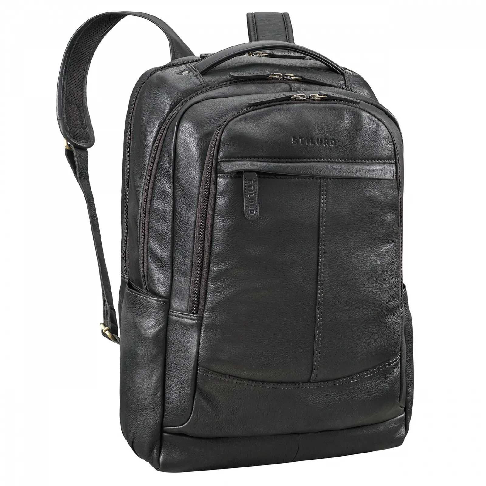 Рюкзак для ноутбука STILORD Maxim Premium XL Business Натуральна шкіра 17-19 дюймів Чорний, фото №1