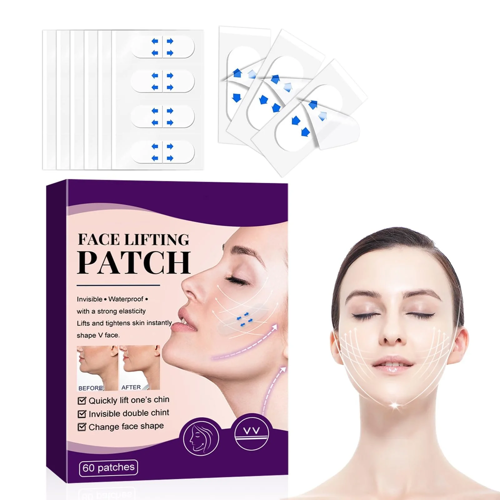 Наклейка для підтяжки обличчя HASAIKA Прозора, 60 штук, фото №1 Наклейка для підтяжки обличчя HASAIKA Прозора, 60 штук, фото №1