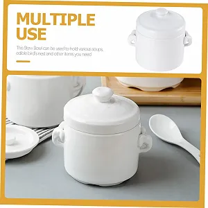 Керамическая кастрюля Toyvian 1100 мл с крышкой synthetic.ua - Фото 1